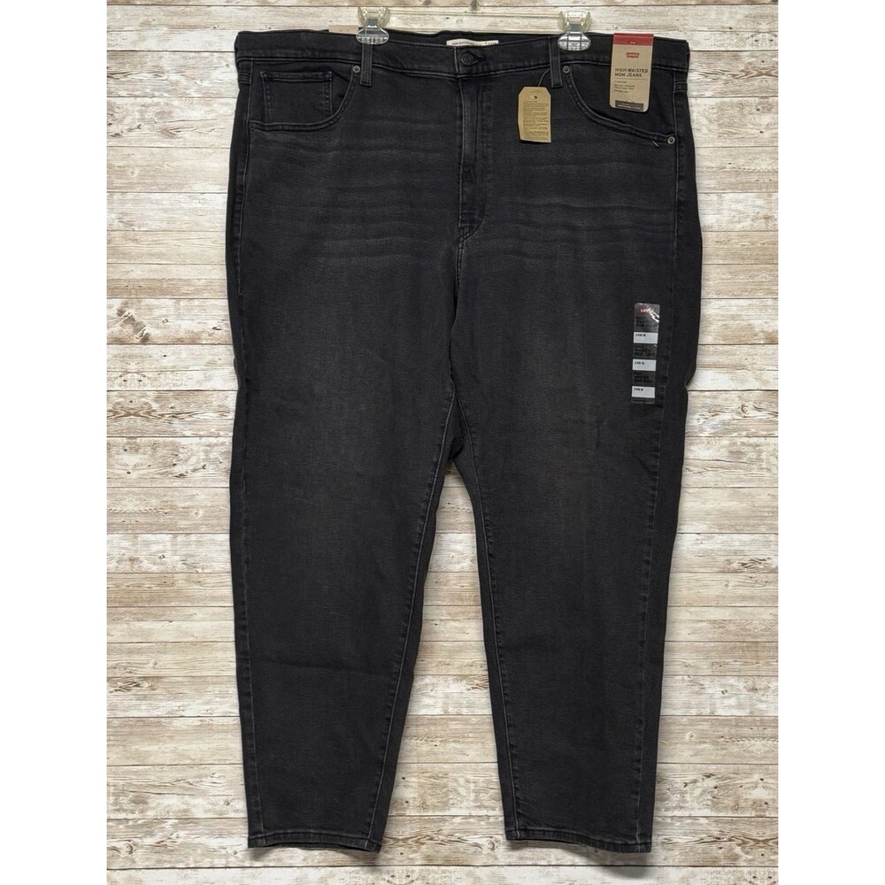 Levis High Waisted Mom Jeans Black Denim Womens 24W Tapered Leg NWT